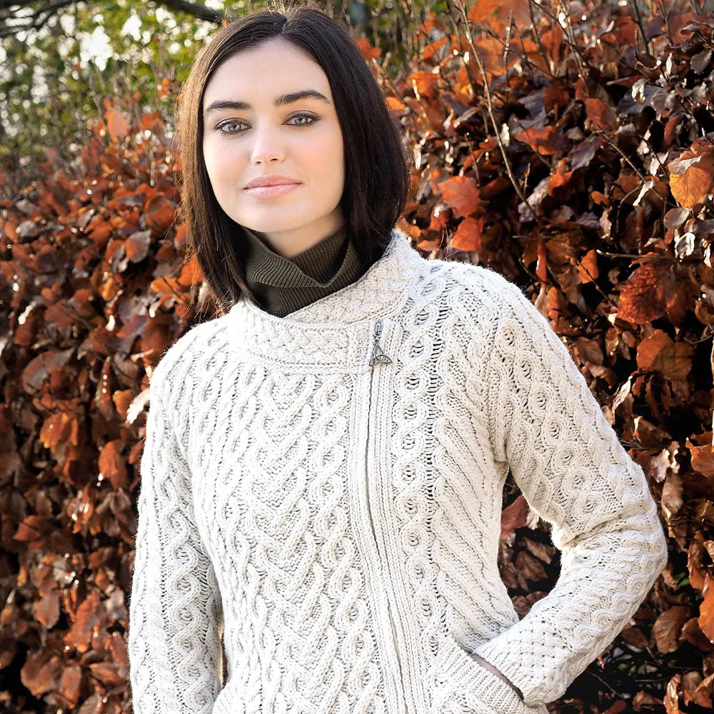 Natural Heart Design Side Zip Aran Cardigan