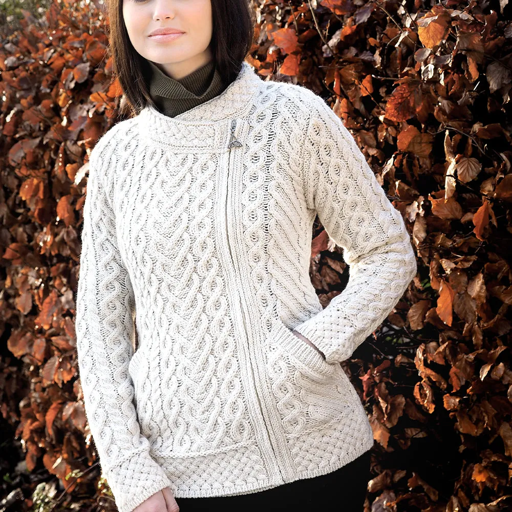 Natural Heart Design Side Zip Aran Cardigan