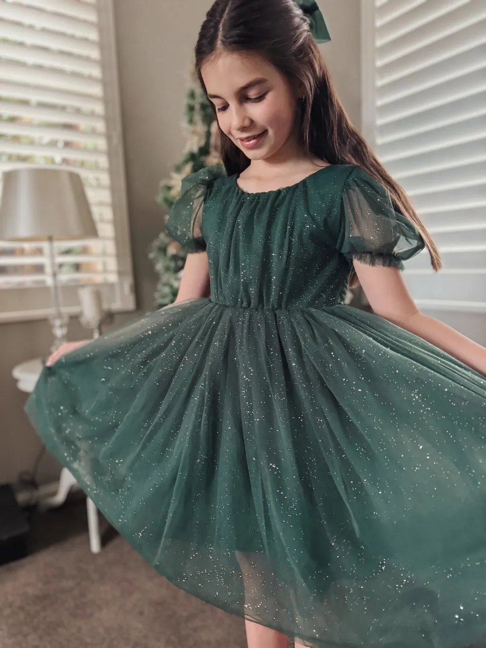 Nina Green Sparkle Girls Christmas Dress