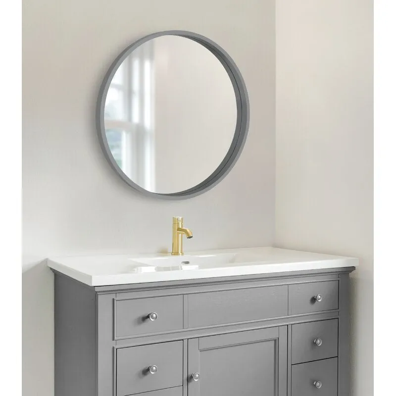 Norma Modern & Contemporary Round Wood Frame Accent Mirror