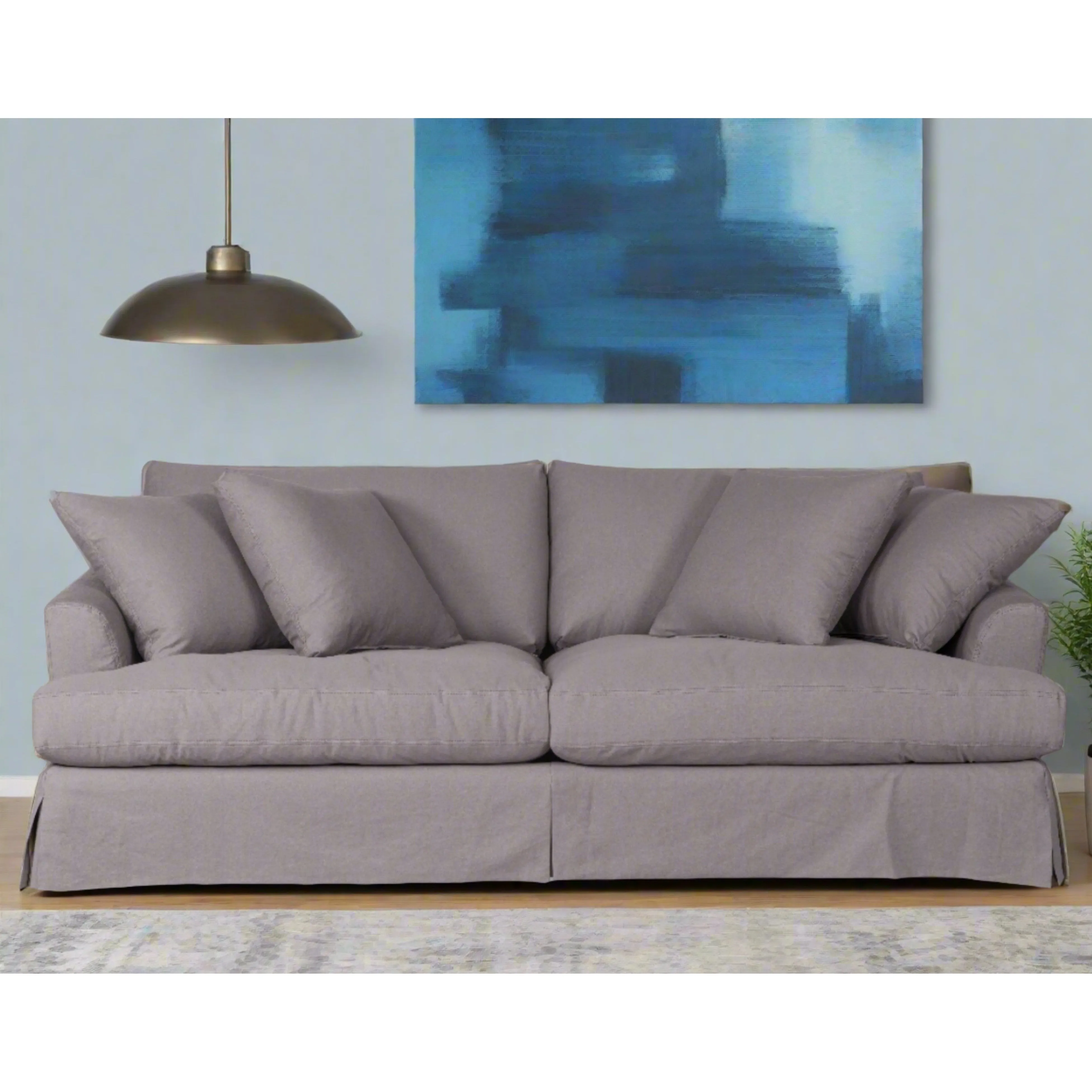 Peyton Slate Slipcover Sofa with Performance Fabric 92"