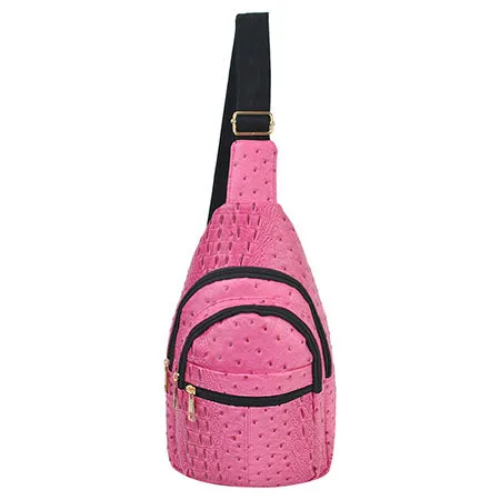 Pink NGIL Textured Faux Leather Fashion Sling Bag