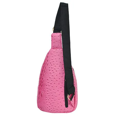 Pink NGIL Textured Faux Leather Fashion Sling Bag