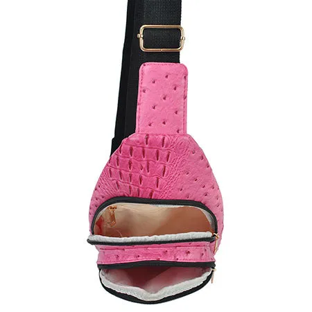 Pink NGIL Textured Faux Leather Fashion Sling Bag