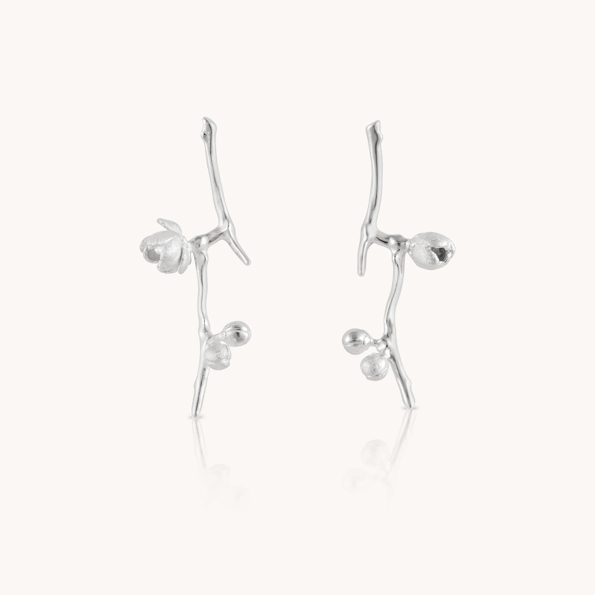 Plum Blossom Silver Stud Earrings