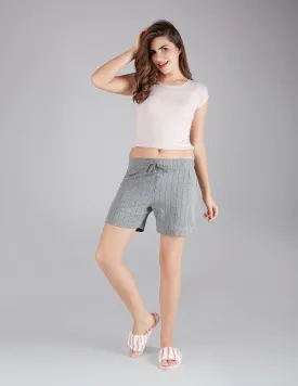 Printed Shorts For Women - Cotton Lounge Shorts - Grey