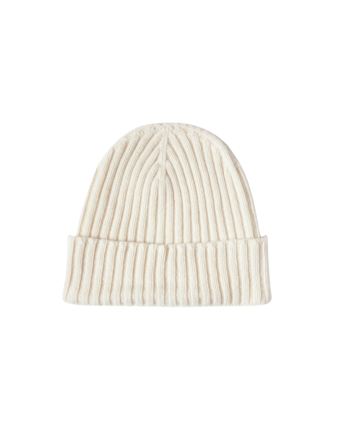 Pure Cashmere Ribbed Hat Milk White