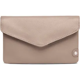 Purse/waist bag in soft leather and timeless design / 16046 - Dusty taupe