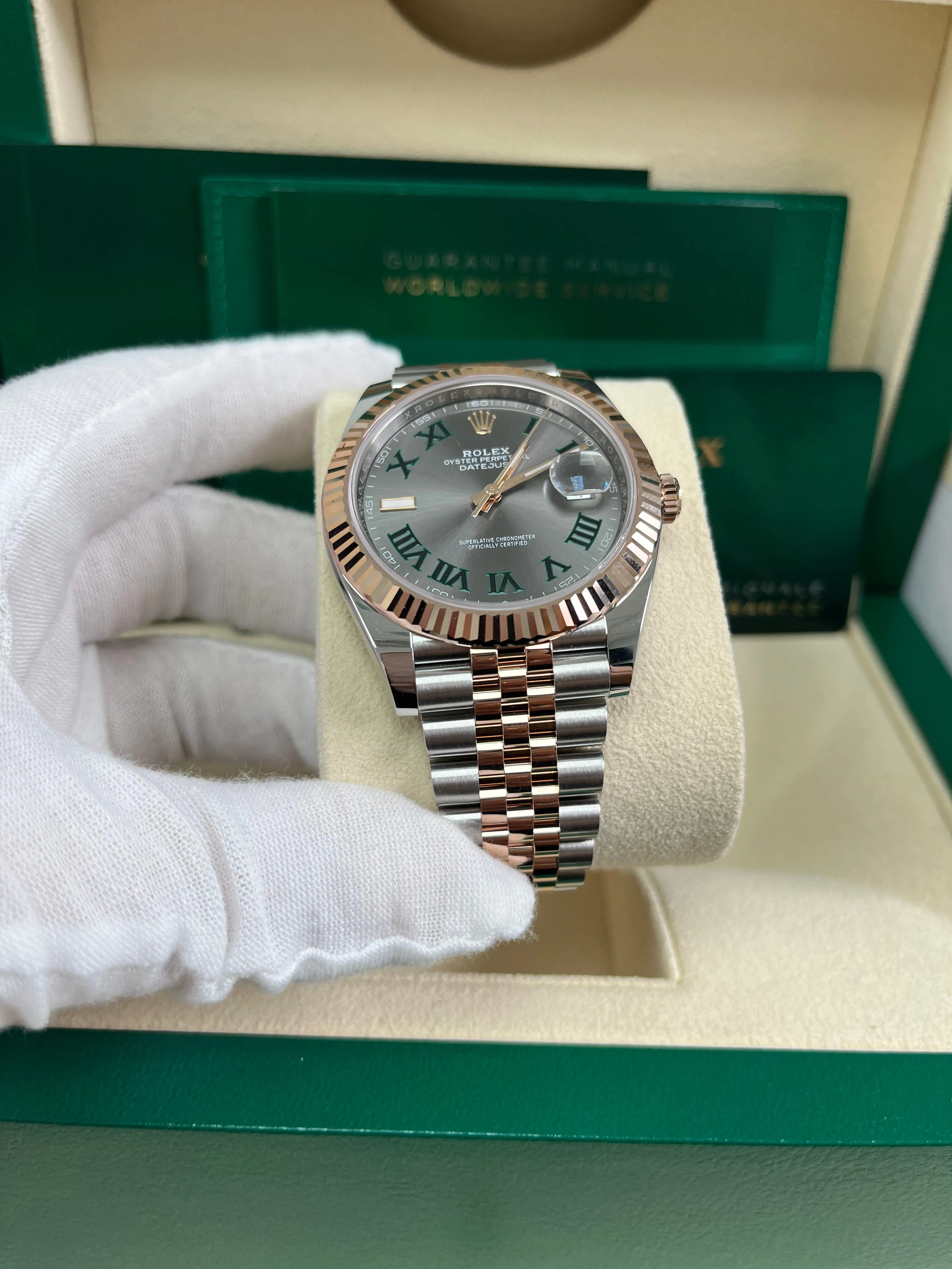 Rolex Datejust 41 Two-Tone Stainless Steel and Rose Gold - Grey Slate Roman Wimbledon - Fluted Bezel - Jubilee Bracelet (Ref#126331)