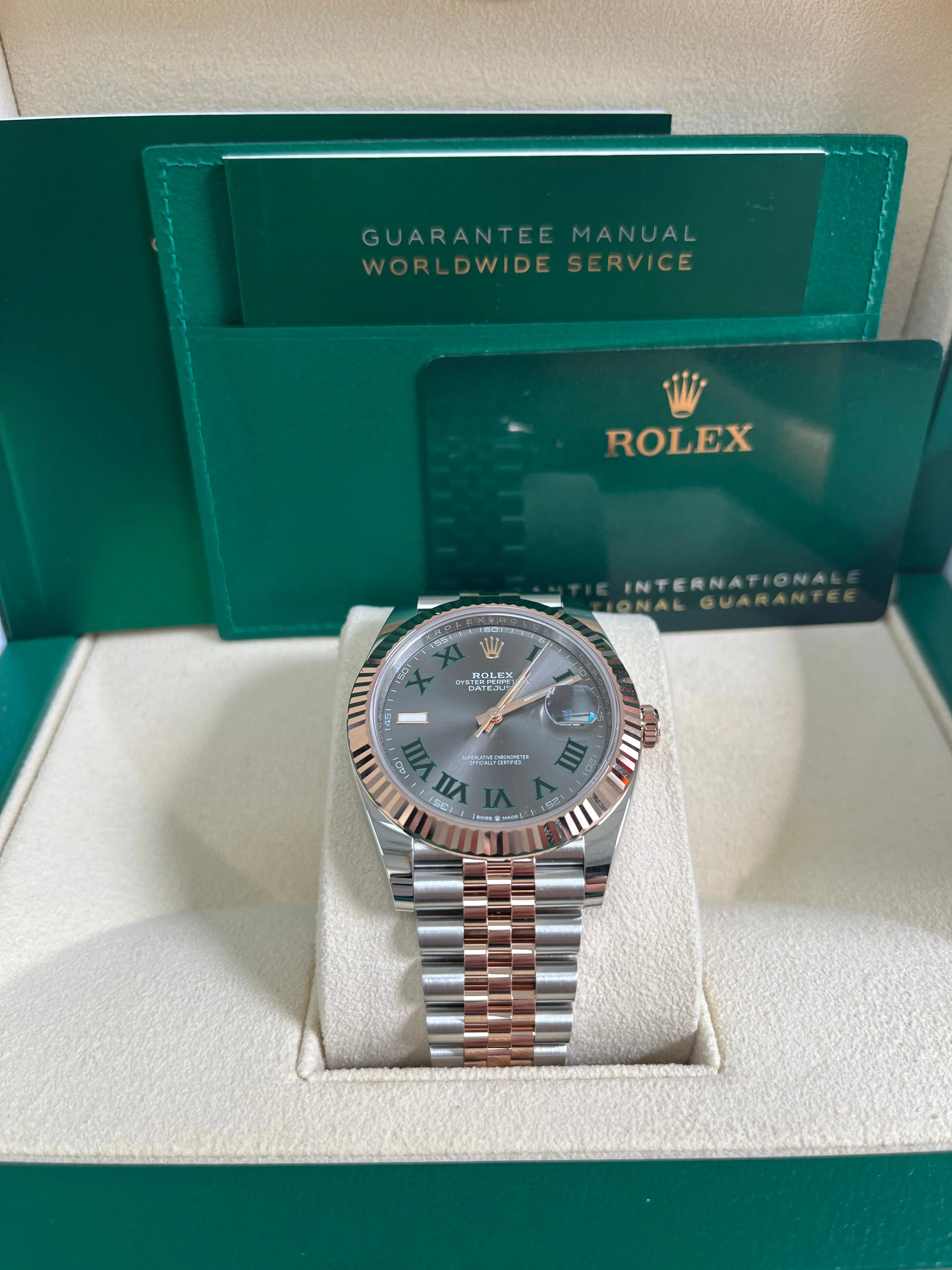 Rolex Datejust 41 Two-Tone Stainless Steel and Rose Gold - Grey Slate Roman Wimbledon - Fluted Bezel - Jubilee Bracelet (Ref#126331)