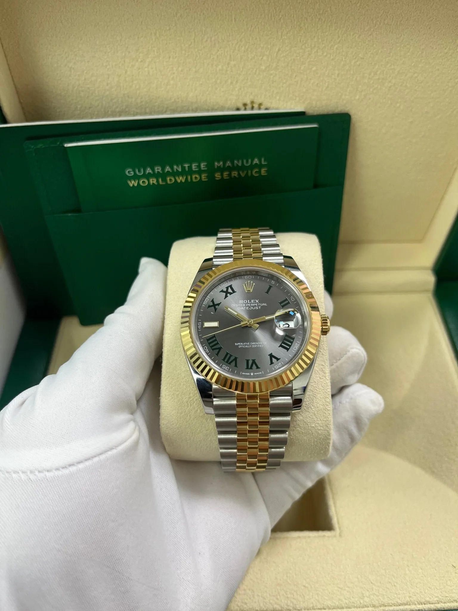 Rolex Datejust 41 Two-Tone Yellow Gold & Stainless Steel - Grey Slate Roman Wimbledon Dial - Fluted Bezel - Jubilee Bracelet (Ref# 126333)