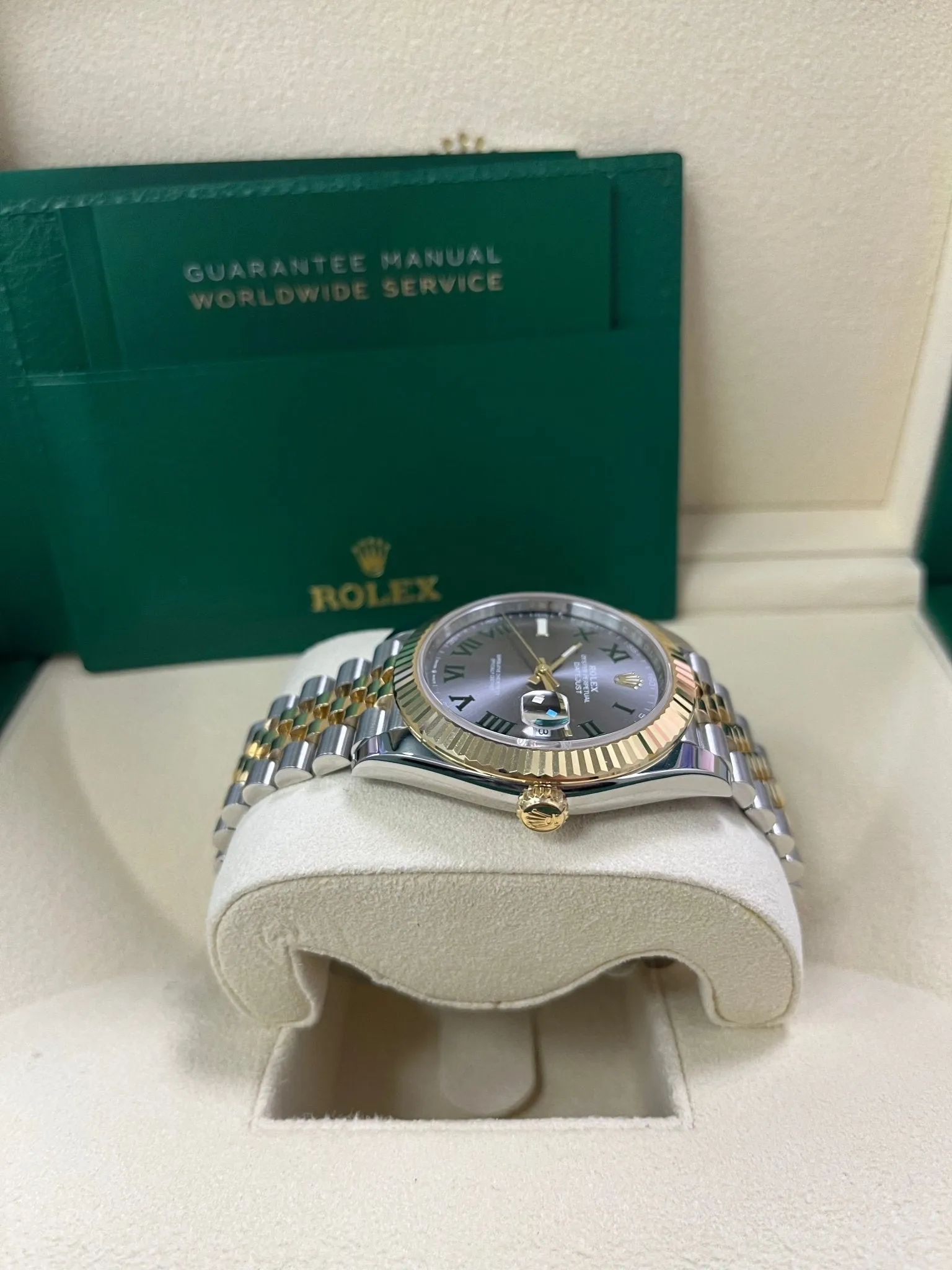 Rolex Datejust 41 Two-Tone Yellow Gold & Stainless Steel - Grey Slate Roman Wimbledon Dial - Fluted Bezel - Jubilee Bracelet (Ref# 126333)