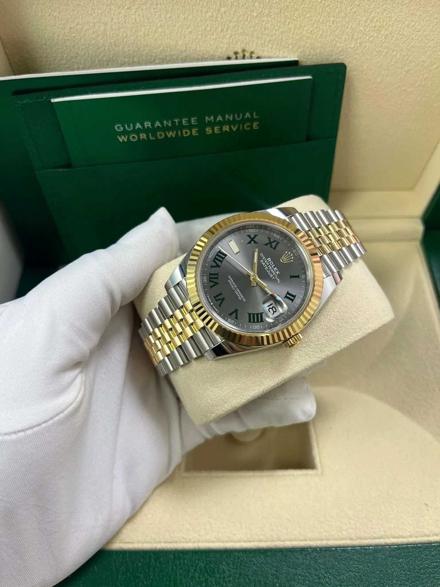 Rolex Datejust 41 Two-Tone Yellow Gold & Stainless Steel - Grey Slate Roman Wimbledon Dial - Fluted Bezel - Jubilee Bracelet (Ref# 126333)