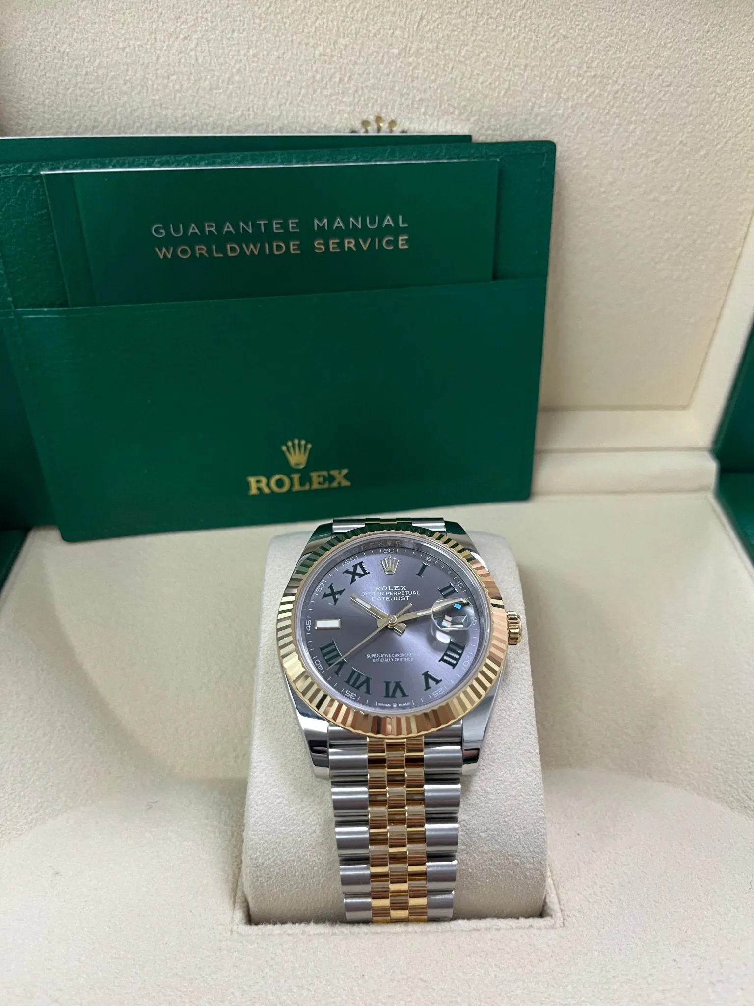 Rolex Datejust 41 Two-Tone Yellow Gold & Stainless Steel - Grey Slate Roman Wimbledon Dial - Fluted Bezel - Jubilee Bracelet (Ref# 126333)