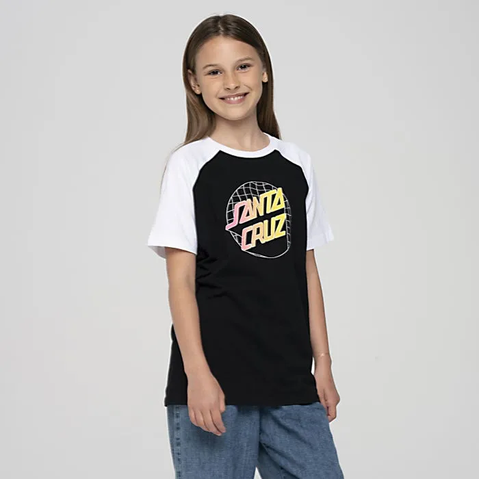 Santa Cruz Grid Delta Dot Raglan T-Shirt - Black/White