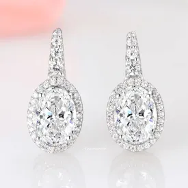 Simulated Diamond (cz) Oval Earrings- Sterling Silver