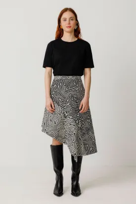 SKFK Nethe Skirt Asymmetrical Hem Black WSK00622