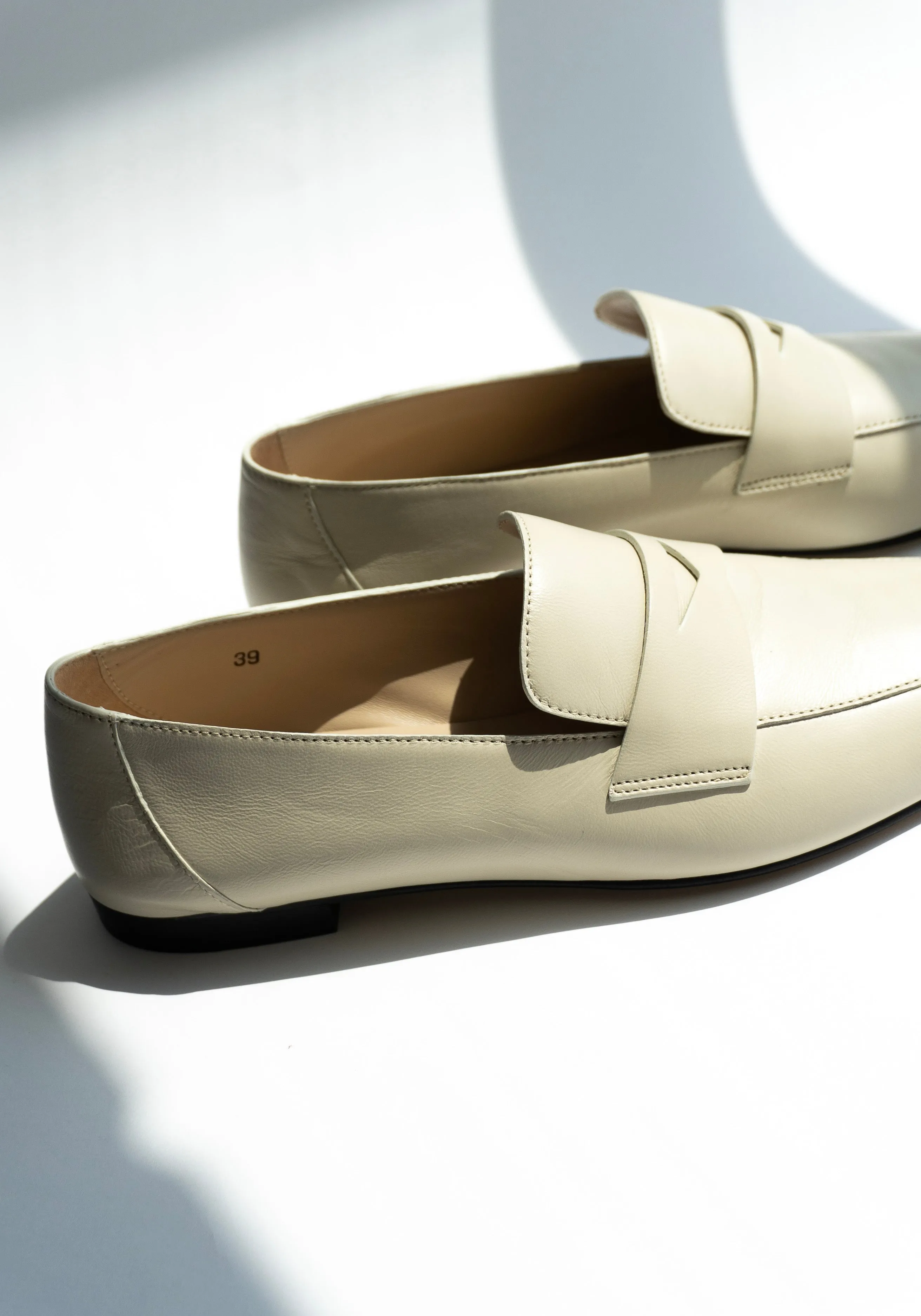 Soft Leather Loafer in Ecru