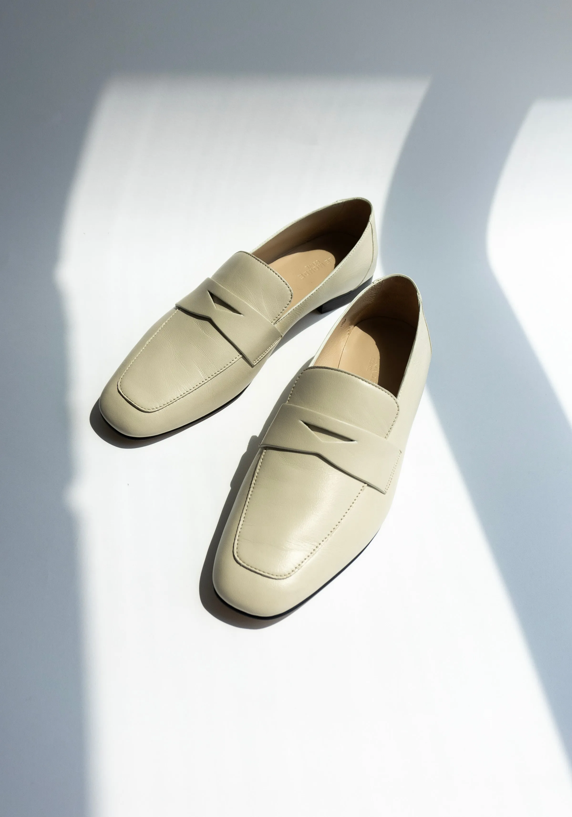 Soft Leather Loafer in Ecru