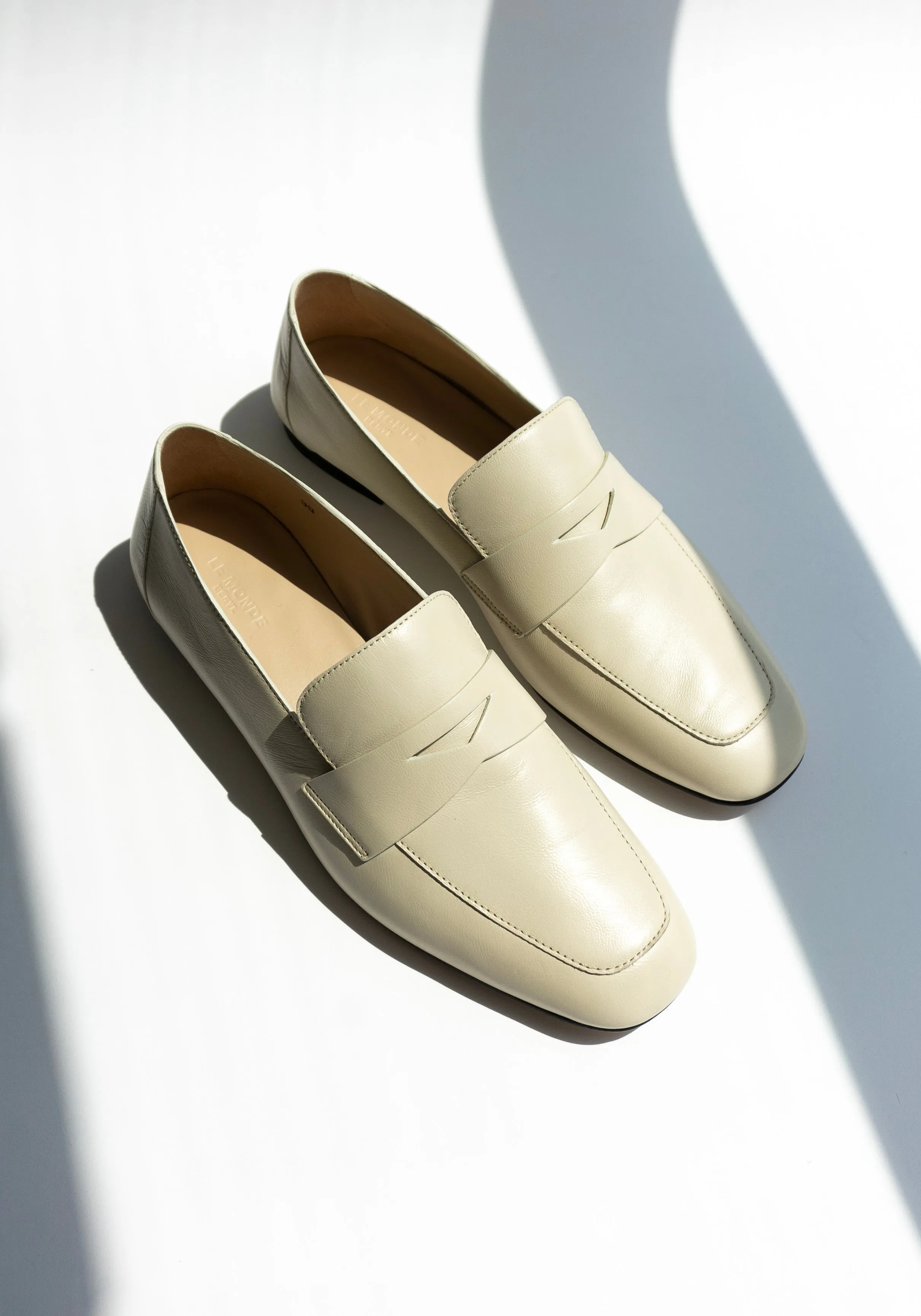 Soft Leather Loafer in Ecru