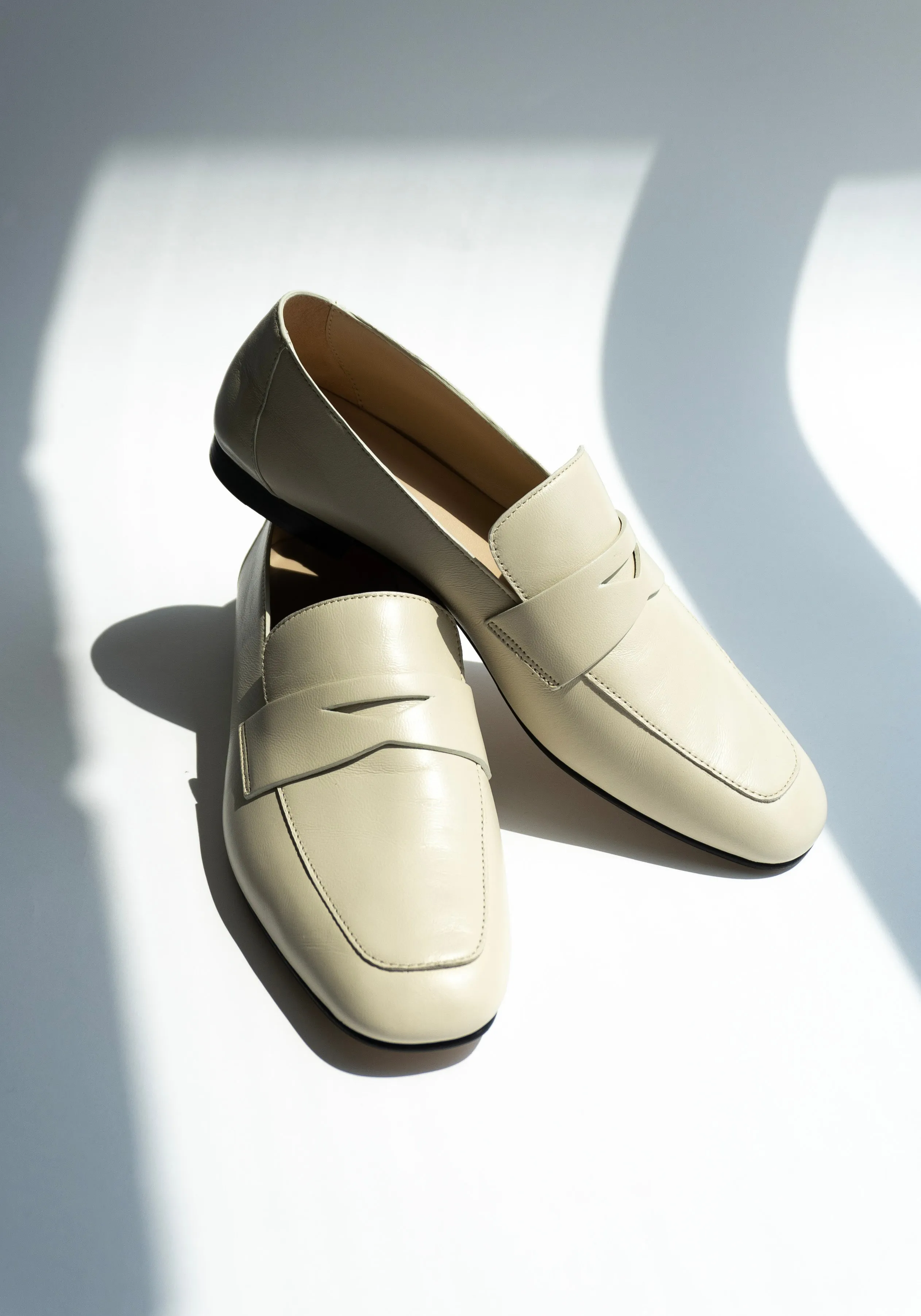 Soft Leather Loafer in Ecru