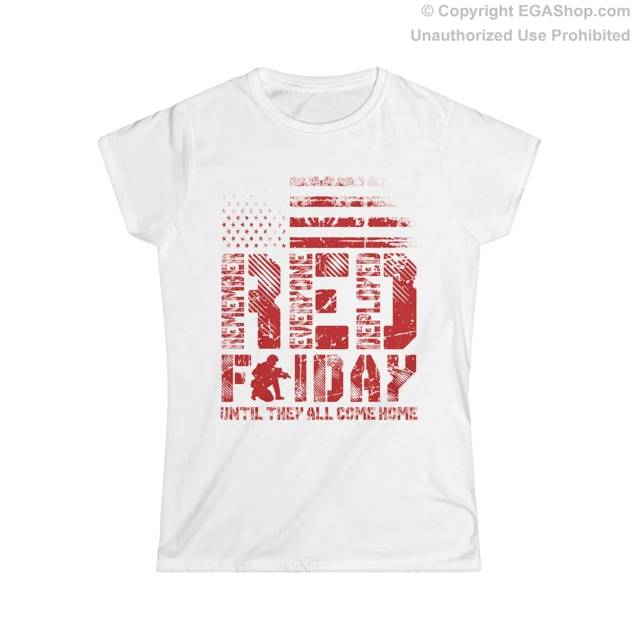 T-Shirt, Ladies Fit: Red Friday with Kneeling Service Member