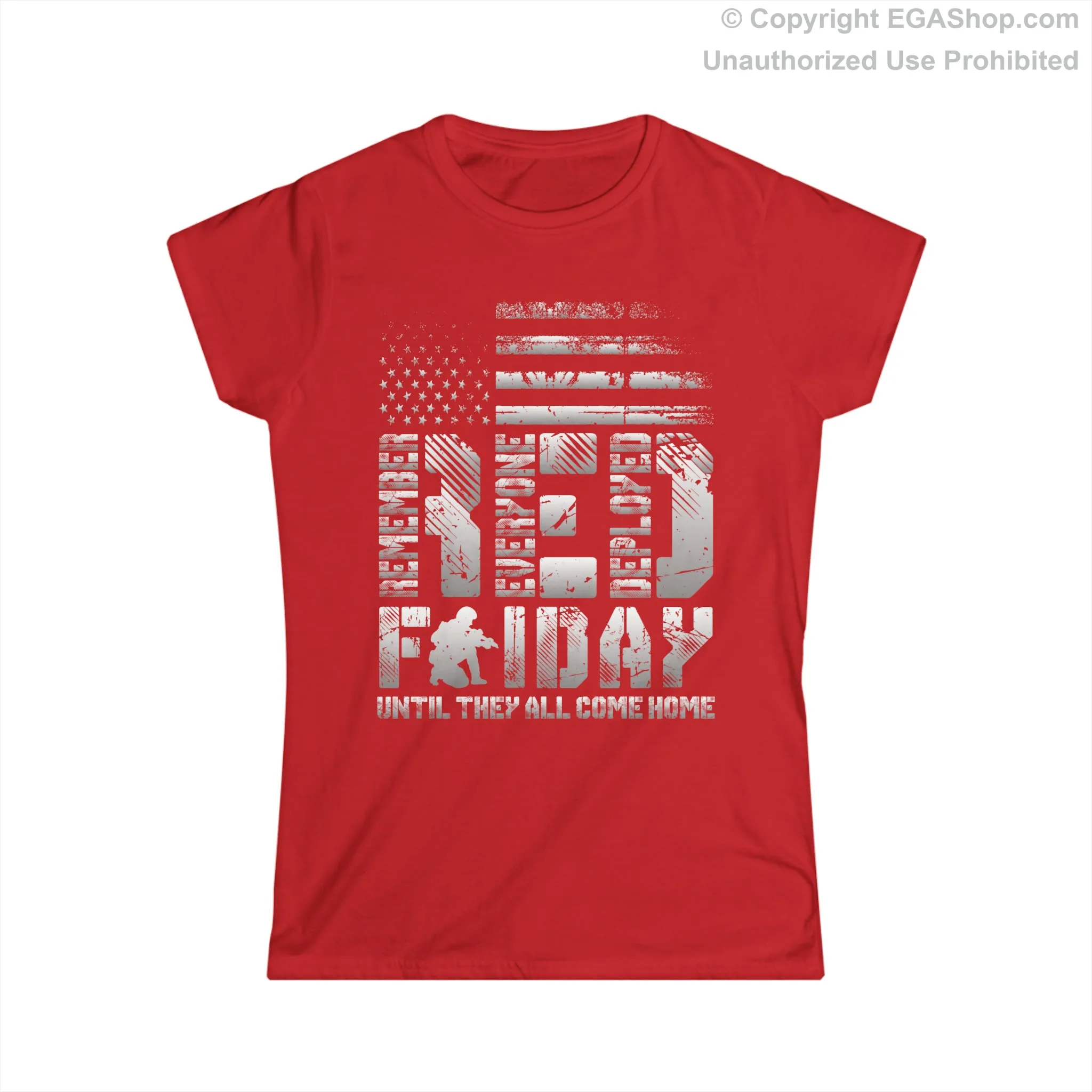 T-Shirt, Ladies Fit: Red Friday with Kneeling Service Member