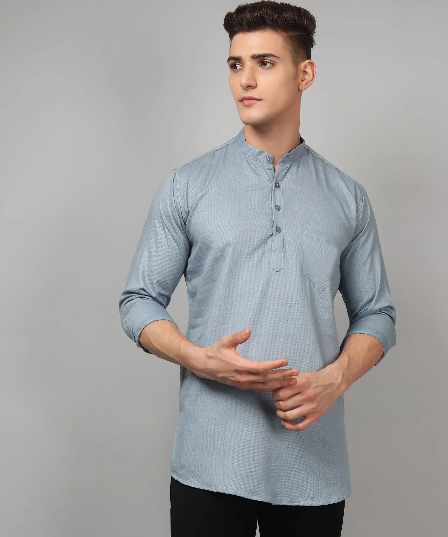 TryBuy Premium Fancy Fabulous Trendy Ethnic Grey Kurta for Men