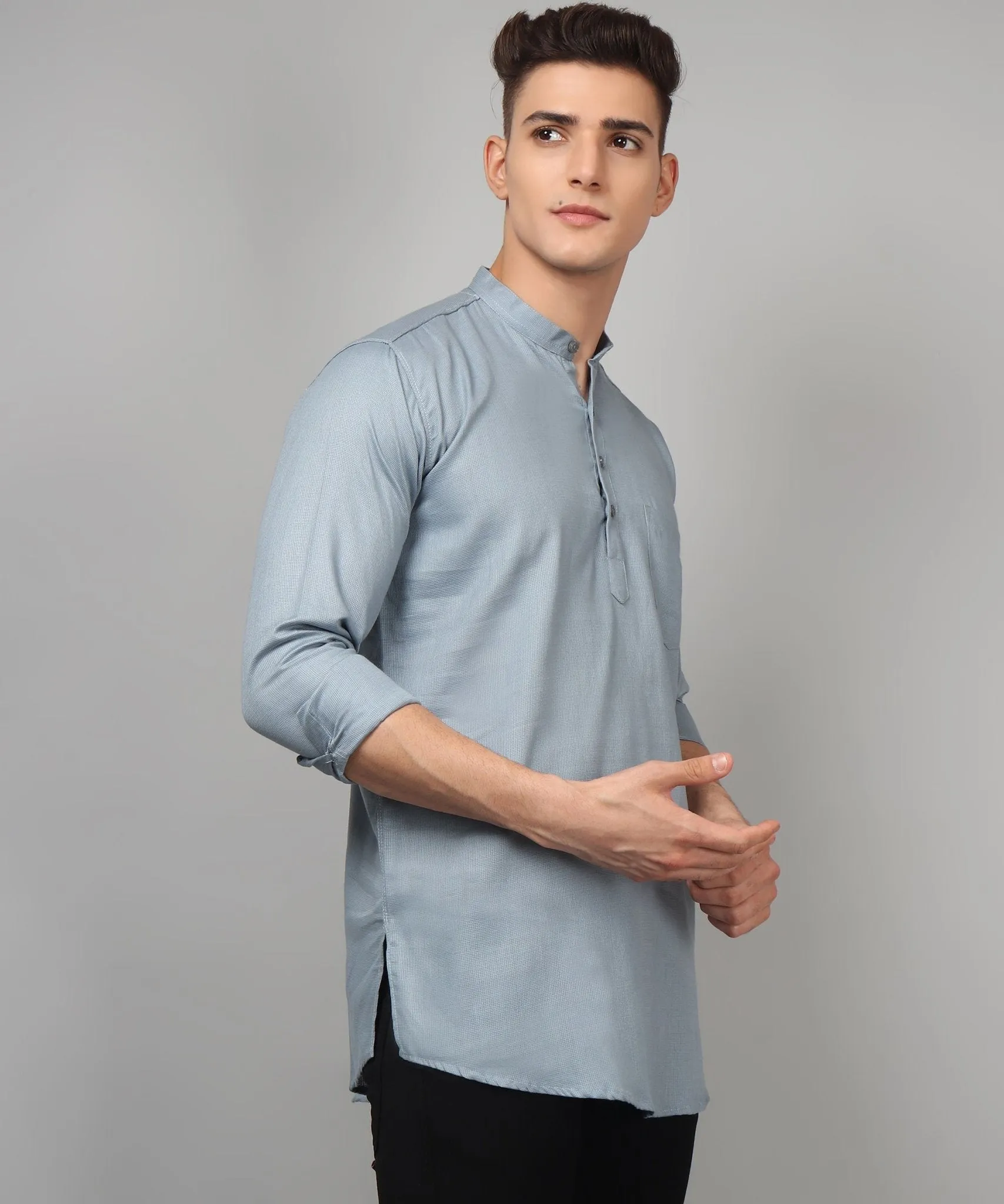 TryBuy Premium Fancy Fabulous Trendy Ethnic Grey Kurta for Men