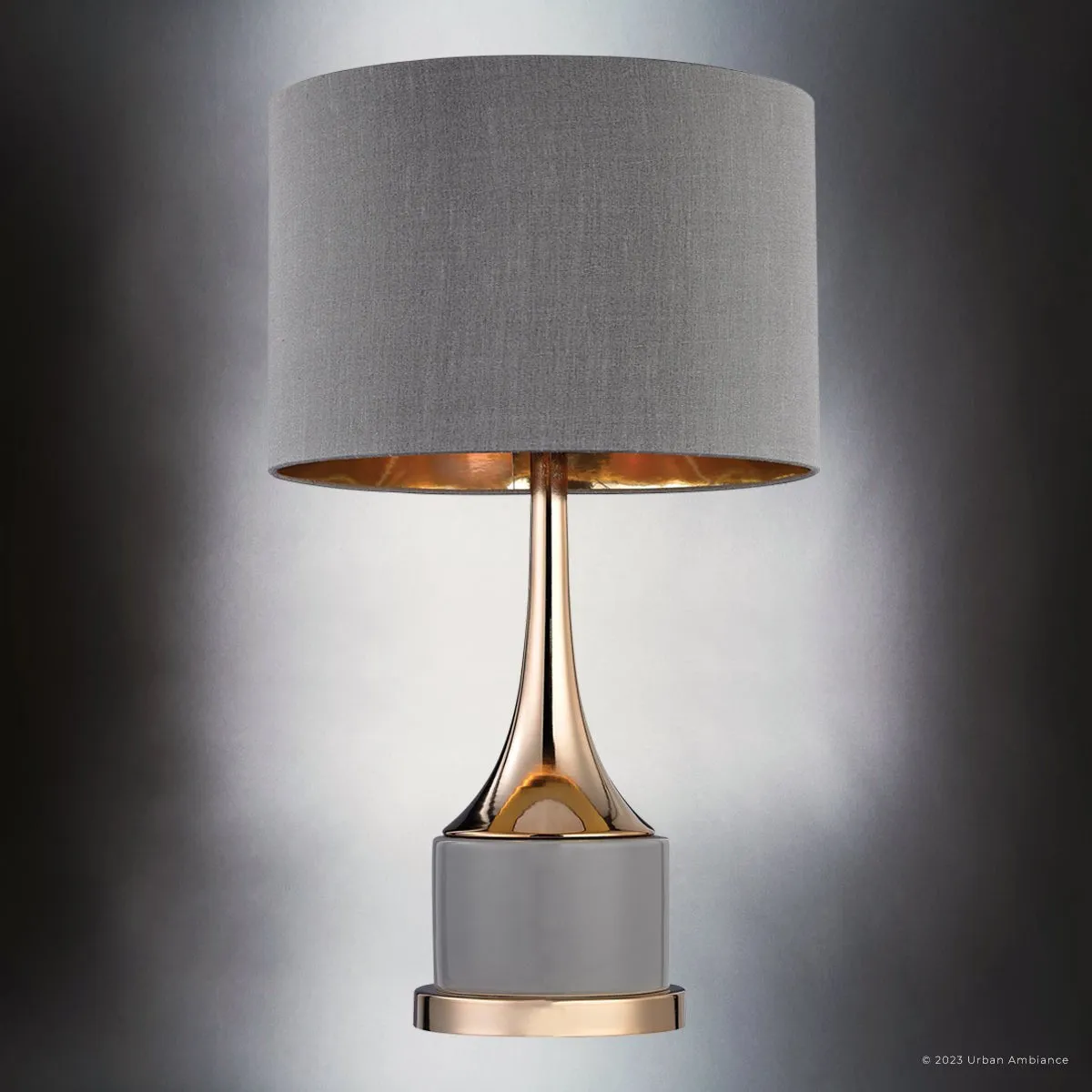 UEX7000 Glam Table Lamp, 18''H x 11''W x 18.5"H, Gray & Gold Finish, Sedona Collection