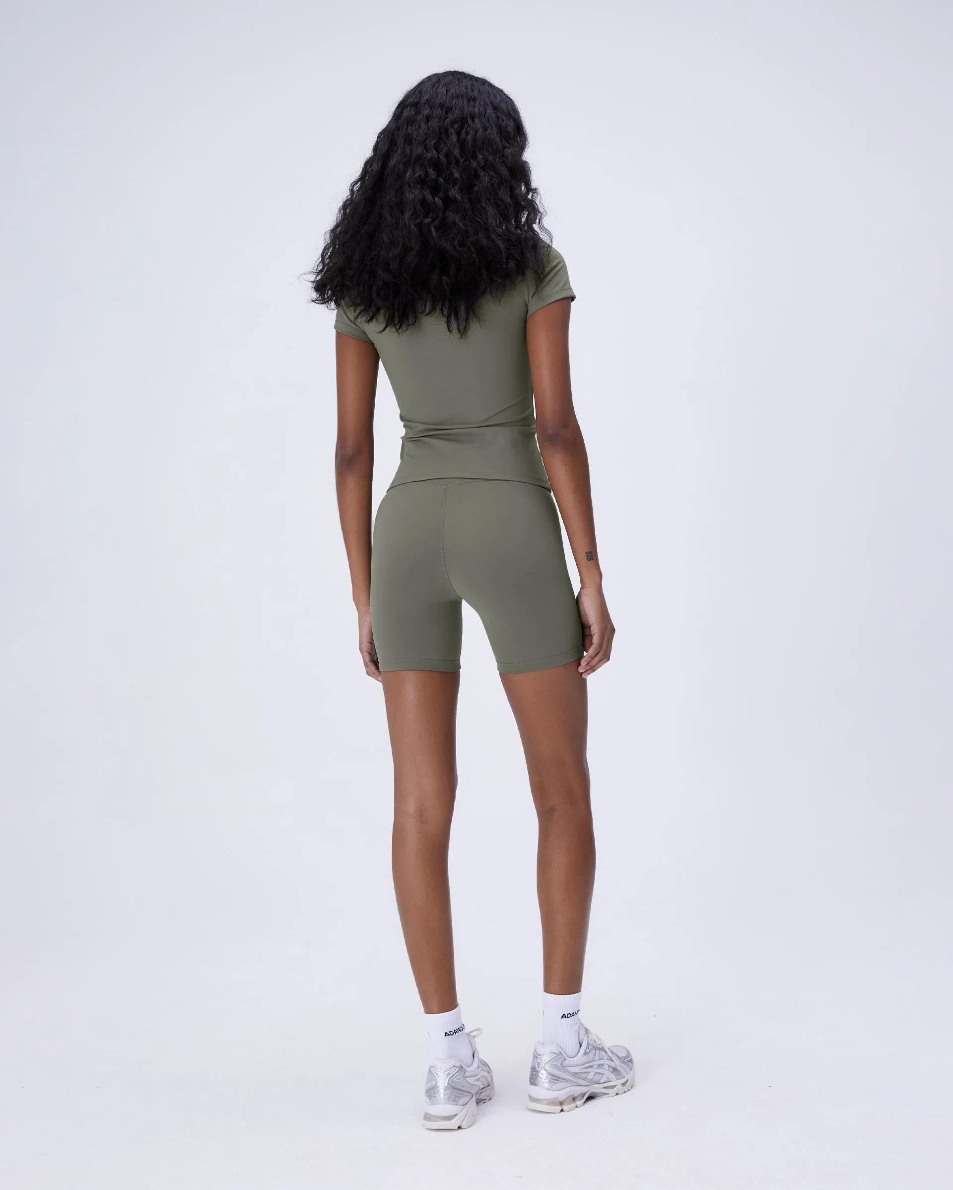 Ultimate Short Sleeve Longline Top - Olive Green