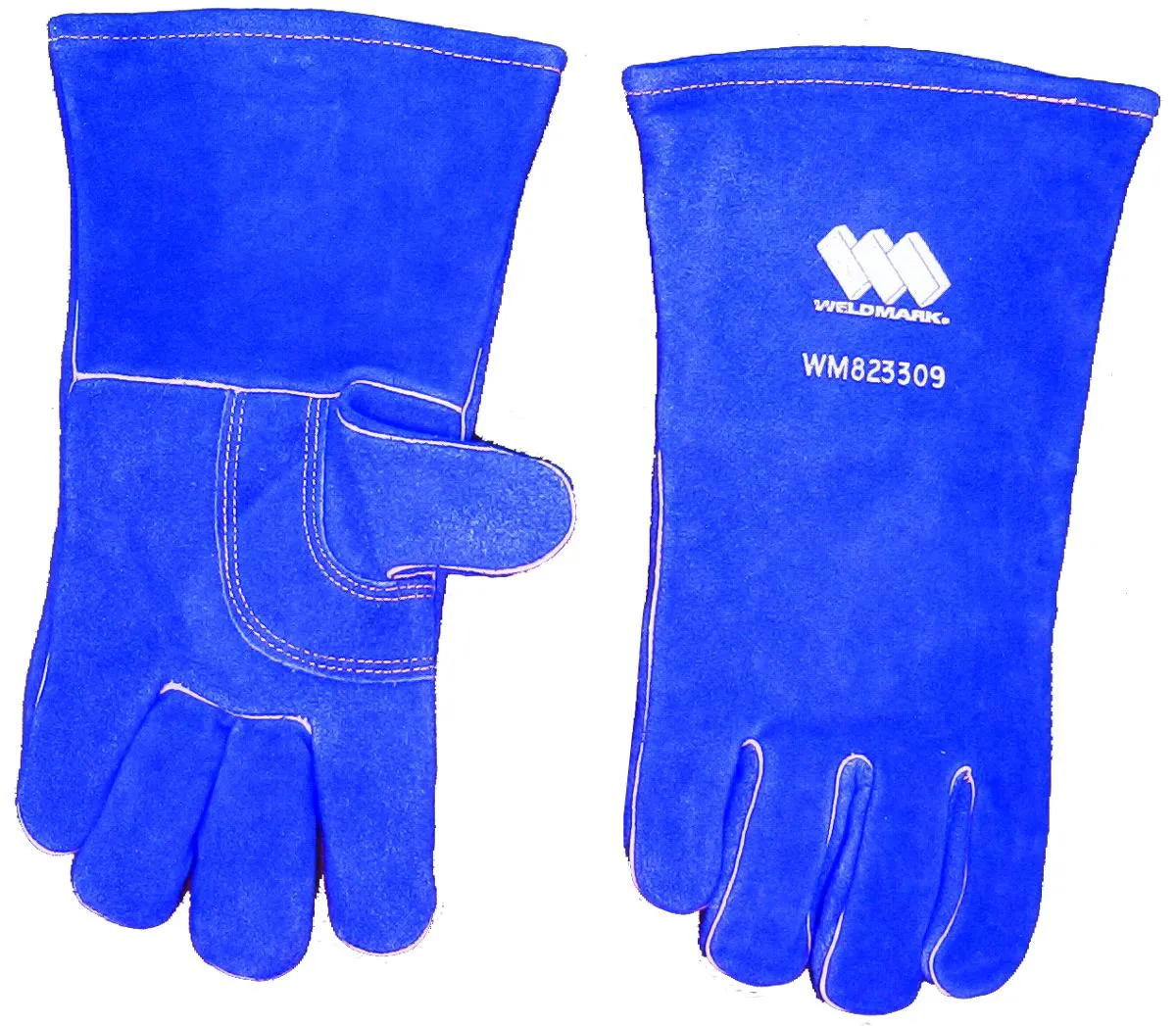 Weldmark WM823309 Large Split Blue Cowhide 13" Full Welt Thumbstrap Gloves (Pkg. of 48)