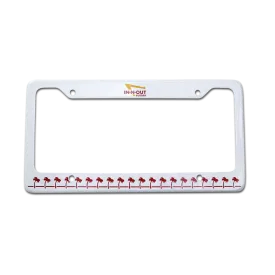 White & Red License Plate Frame