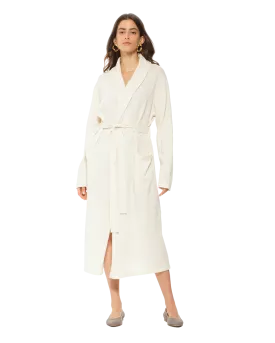 Women's Pure Cashmere Knit Robe, Milk White Color