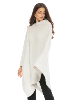 Women's Pure Cashmere Poncho Off White