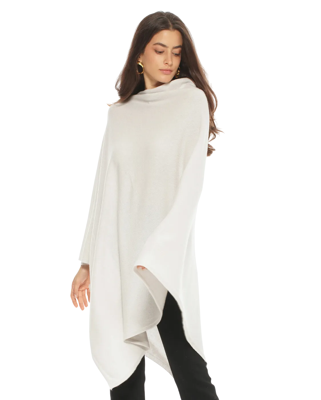 Women's Pure Cashmere Poncho Off White