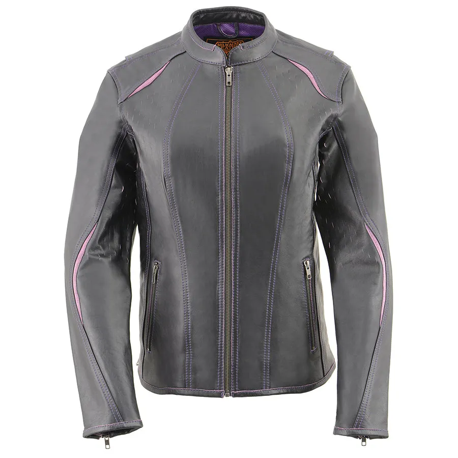 Women’s Scuba Style Racer Jacket w/ Laser Cut Accents