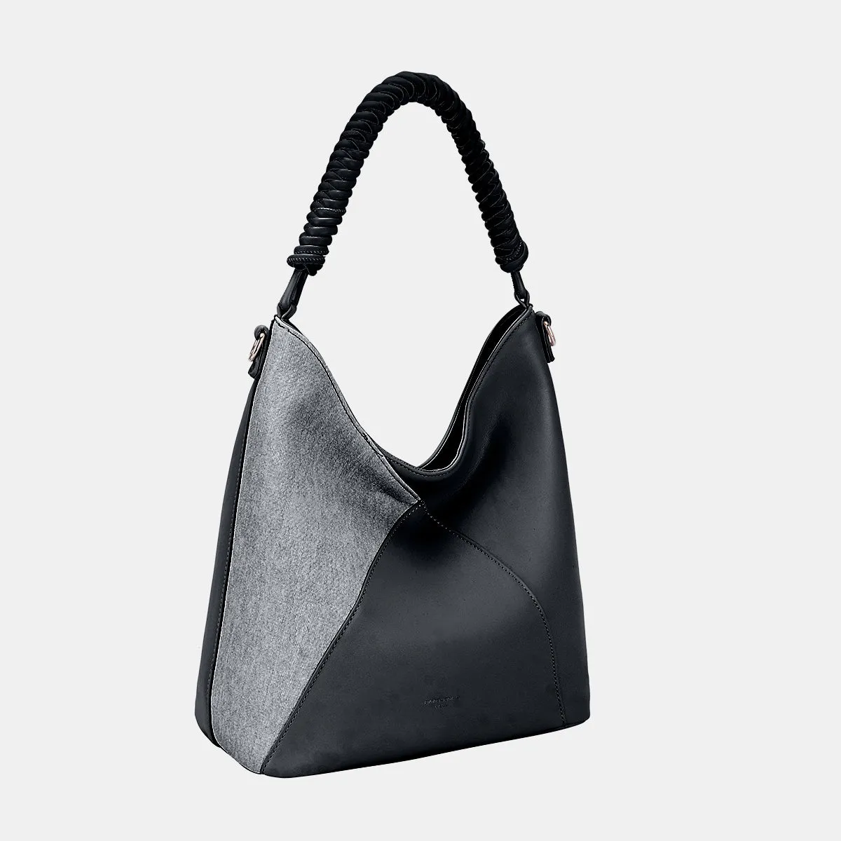 Woven Handle Leather Tote